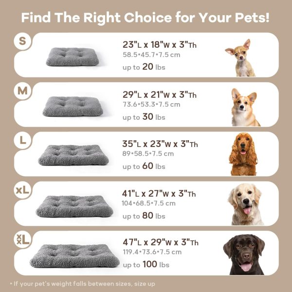 Mora Pets Dog Bed Comfy Dog Crate Beds Plush Pet Sleeping Mat Washable Pets Mattress Anti-Slip Crate Mat Soft Kennel Pad for Large, Medium, Small Dogs Cats Breeds, 35" x 23", Grey