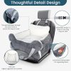 71NGajCaFJL._AC_SL1500_.jpg 25.5"x24.3"x11" Dog Car Seat for Small Dogs & Cats, Dog Booster Car Seat with Plush Cushion, Non-Slip Bottom & Safety Leash, Cats Bed with Side Pocket for Sedan, SUV and Truck, Washable