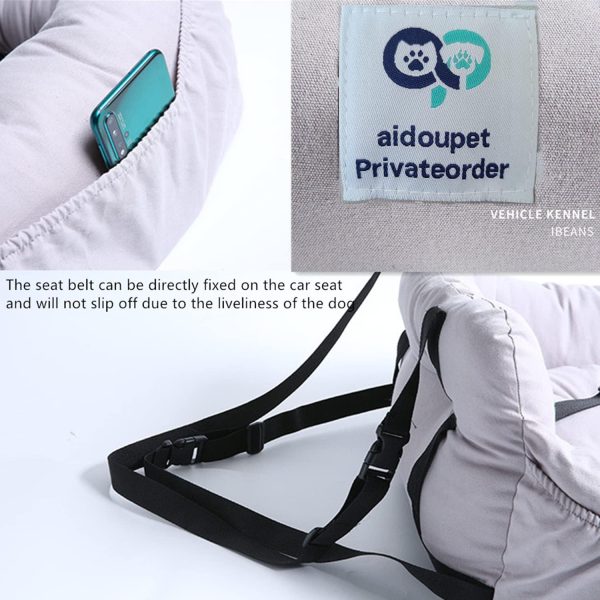 71RJNDPZDTL._AC_SL1500_.jpg Aidou Dog Booster Seat for Small to Large Dogs & Cats, Pet Travel Safety Seat with Storage & Dual-use Car & Home Bed (Small Grey)