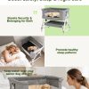 Bedside Dog Bed Co Sleeper- 6-Level Adjustable Elevated Dog Bassinet for Small Medium Dogs & Cats, Pet Bed Attachment to Human Bed, Lockable Wheels, 2 Removable & Washable Cushions