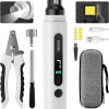 Dog Nail Grinder, 7-Speed Pet Nail Trimmer with LED Light & Sponge Dust Collector, Quiet and Low-Vibration, Painless Paws Grooming for Large Medium Small Dogs, Include Storage Bag