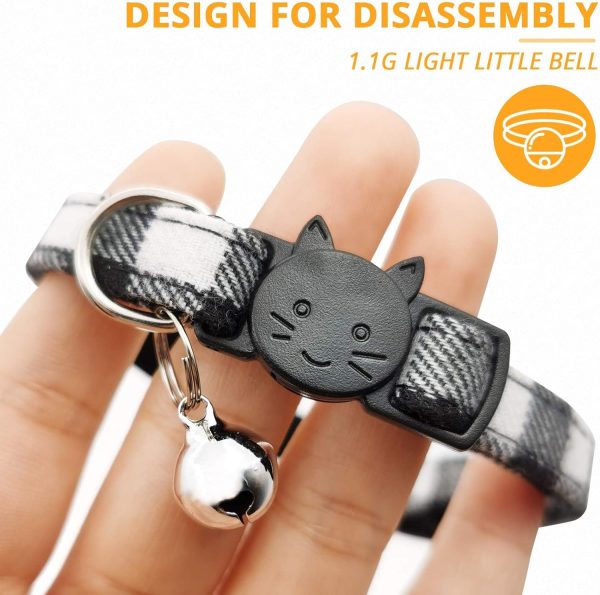 71UQ8w4ykxL._AC_SL1500_.jpg MJIYA Cat Collar with Bell, Breakaway Grid Collar with Plastic Buckle, Light Adjustable, Nylon, Kitty Collars