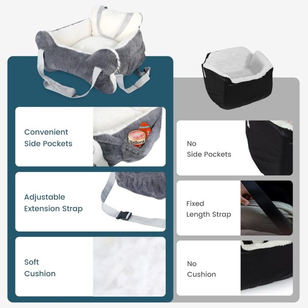 71V5zreLZNL._AC_SL1500_.jpg 25.5"x24.3"x11" Dog Car Seat for Small Dogs & Cats, Dog Booster Car Seat with Plush Cushion, Non-Slip Bottom & Safety Leash, Cats Bed with Side Pocket for Sedan, SUV and Truck, Washable