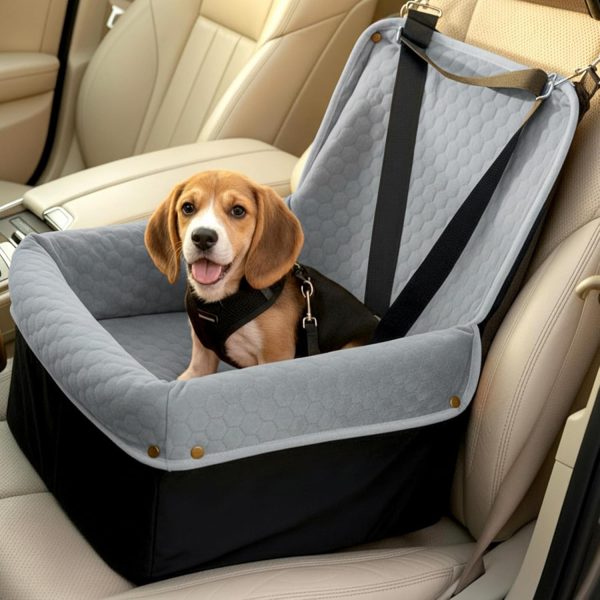 71VOa6JaJoL._AC_SL1500_.jpg Dog Car Seat for Small Medium Dogs, Travel Pet Car Bed with Removable Waterproof Cover, Memory Foam Dog Booster Seats Up to 35 lbs, Safety Belt and Storage Pocket(Gray)