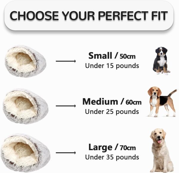 Calming Cat Beds, Fluffy Plush Round Cat Cave Washable, Cozy Warming Anti-Slip Small Dog Bed for Puppy and Kitten, Soft Anti Anxiety Pet Nest (20×20 inch, Grey)