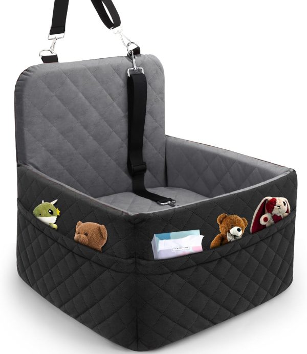 71XB6r2UhtL._AC_SL1500_.jpg Dog Car Seat for Small/Medium Dogs,Pet Dog Booster Car Seat Puppy 15- 35 lbs With Soft 4+2in Detachable Pads Detachable Elevated Cushion and Washable Cover Safety Belt Storage Pockets Easy to Install