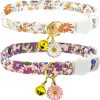 71XEqsqFjlL._AC_SL1500_.jpg 2 Pack Cotton Breakaway Cat Collars Set with Bell and Flower Pendant, Cute Floral Fruit Patterned, Adjustable 7.5-11Inch, Include A Mouse Toy Gift