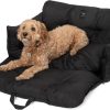 JACKO & CO Premium Medium Dog Car Seat – Safe & Cozy Travel Bed for Small & Med Dogs, Puppies, Pets under 40lbs, Clip-On Leash, Side Pockets, Water-Resistant, Machine Washable (Black Medium (25-40lbs)