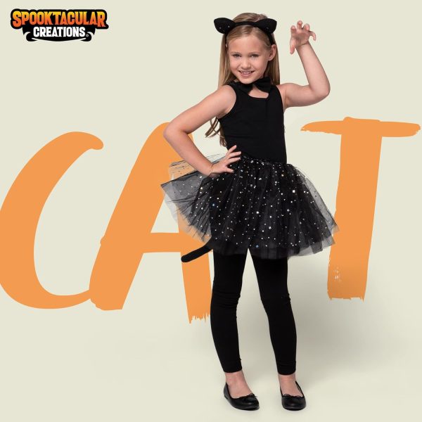 Spooktacular Creations Cat Pig Leopard Costume Set with Tutu, Animals Headband Collar and Tail,Cosplay Accessory Kids