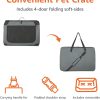 Amazon Basics 4-Doors Portable Soft-Sided Folding Travel Crate Kennel for cat, Dog, and Other Small Animals, Grey, S 26" x 18" x 18"