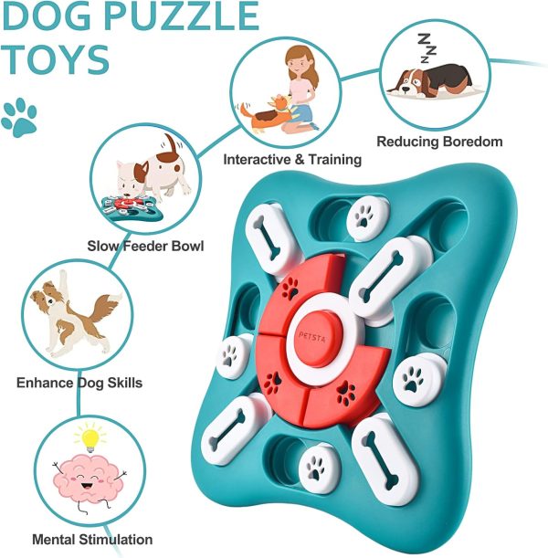 71bJbETURqL._AC_SL1500_.jpg PETSTA Dog Puzzle Toys, Treat Dispensing Dog Enrichment Toys for IQ Training and Brain Stimulation, Interactive Mentally Stimulating Toys as Gifts for Puppies, Cats, Dogs