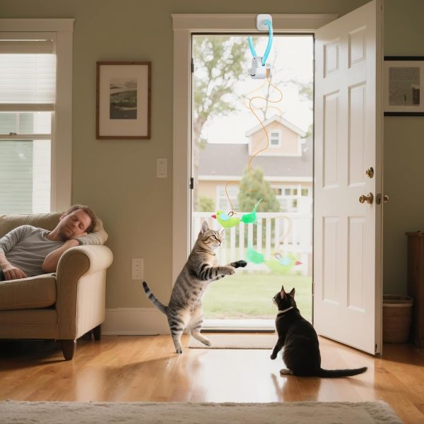 71bOgv5WfdL._AC_SL1500_.jpg Interactive Cat Toys for Indoor Cats Automatic Electric Flying Bird Feather Mouse Toy - Best Kitten & Adult Cat Enrichment Mouse cat Toy Hanging Electric Kitty Toys for Bored Cats