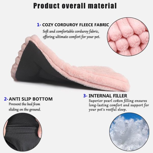 71eVC3vn4EL._AC_SL1500_.jpg Extra Small Dog Crate Pad 18 x 12 Dog Beds for Tiny Dogs Deluxe Corduroy Fleece Fluffy Comfy Kennel Pad Washable Cute Flat Cat Bed Mat Pink Pet Sleeping Cushion for Mini Small Puppy Breeds XS