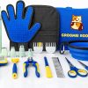 Deluxe 16-Piece Pet Grooming Kit with Carry Bag -Kit for Dogs & Cats – Quiet Clippers, Nail Grinder & Brushes