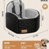 Dog Car Seat for Small/Medium Dogs, Elevated Dog Booster Seat Memory Foam Puppy Car Seat with Washable Cover, Travel Safety Pet Seat for Car with Storage Pockets Up to 35 lbs (Black/Grey)