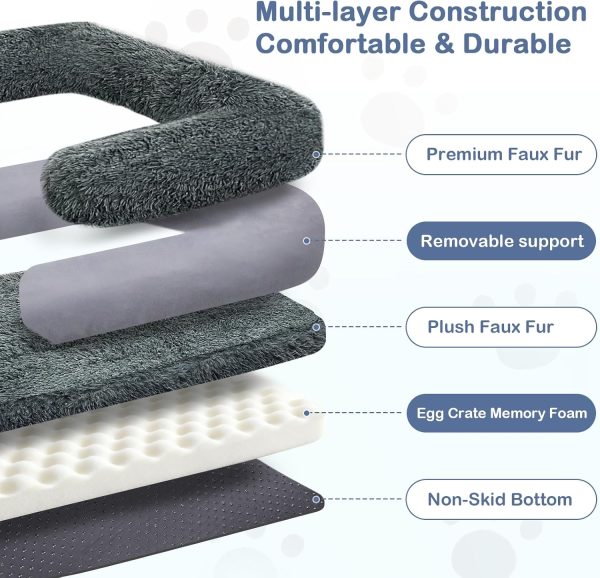 ROOMTEC Foldable Human Dog Bed,71"x 38"x 9" Orthopedic Memory Foam Giant Bed Fits Adult and Pet Waterproof Washable 10 CM Thick 2 in 1 Flexible Oversize Pet Couch Sofa with Blanket,Pocket- Darkgrey