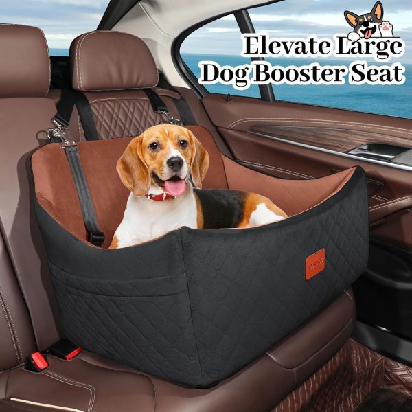 71iy-Dvs8RL._AC_SL1500_.jpg Dog Car Seat for Medium & Large Dogs Up to 55lbs, Memory Foam Cushion, Washable Cover, Safety Straps & Non-Slip Bottom(Black/Brown,Large)