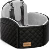 Dog Car Seat for Small/Medium Dogs, Elevated Dog Booster Seat Memory Foam Puppy Car Seat with Washable Cover, Travel Safety Pet Seat for Car with Storage Pockets Up to 35 lbs (Black/Grey)