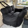 JACKO & CO Premium Medium Dog Car Seat – Safe & Cozy Travel Bed for Small & Med Dogs, Puppies, Pets under 40lbs, Clip-On Leash, Side Pockets, Water-Resistant, Machine Washable (Black Medium (25-40lbs)