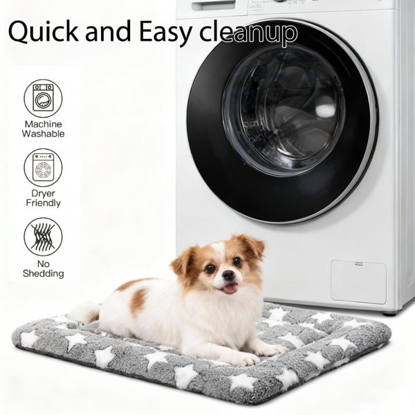 71ottpyczjL._AC_SL1500_.jpg Dog Bed Mat, Reversible Crate Pad & Cute Dog Bed - Machine Washable Kennel Mat with Ultra Soft for Small Dogs (Cool/Warm), 24" x 18", Grey&Star