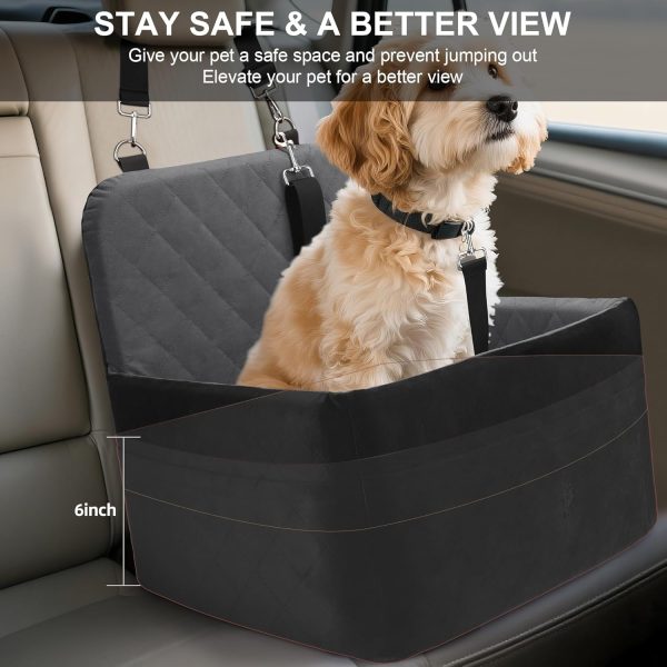 71s64RNxNDL._AC_SL1500_.jpg Dog Car Seat for Small/Medium Dogs,Pet Dog Booster Car Seat Puppy 15-35 lbs with Soft 4+2in Detachable Pads Detachable Elevated Cushion and Washable Cover Safety Belt Storage Pockets Easy to Install