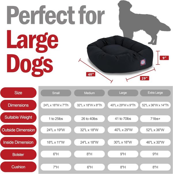 71tHnpi7ryL._AC_SL1500_.jpg Majestic Pet 40 Inch Large Orthopedic Washable Donut Bed for Big and Large Sized Dogs, Calming Puppy Donut with Spine Support, Durable Crate Pad and Dog Bed Mat, Pet Furniture - Cozy Soft
