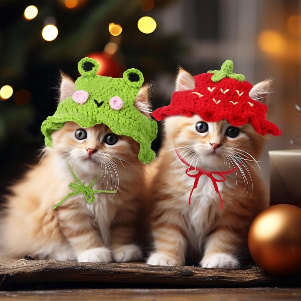 Weewooday 5 Pieces Cat Costume Bunny Hat Outfit with Ears Funny Cat Hat and Small Dogs Kitten Puppy Party Easter Costume Accessory Headwear(Vivid Style)