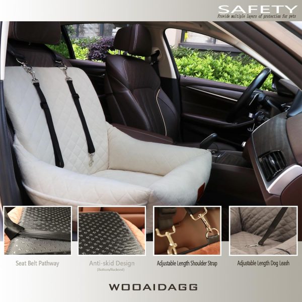 71wumcDwUGL._AC_SL1500_.jpg Dog Car Seat for Small Dogs,Ultra-Soft Fabric,2 Storage Pockets & Safety Leash,Adjustable Straps,Easy to Install,Fully Detachable and Washable(Beige)