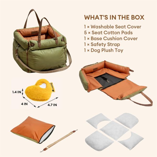 71x61JdbDCL._AC_SL1500_.jpg FUNNYFUZZY Dog Car Seat for Medium Sized Dogs, Waterproof 3 in 1 Soft Leather Dog Car Bed for Travel and Home,Portable and Safety,Fits Pets Up to 35 lbs(Green)