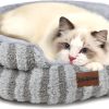 71xnhixGKDL._AC_SL1500_.jpg Cat Bed Kitten Bed - Washable Round Cat Beds for Indoor Cats, Soft Corduroy Fleece Pet Bed for Puppy and Kitten with Removable Double Sided Inner Cousion, 20", Grey