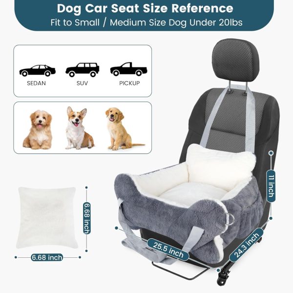 71yw2iDDnzL._AC_SL1500_.jpg 25.5"x24.3"x11" Dog Car Seat for Small Dogs & Cats, Dog Booster Car Seat with Plush Cushion, Non-Slip Bottom & Safety Leash, Cats Bed with Side Pocket for Sedan, SUV and Truck, Washable