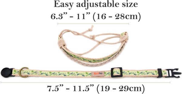 71yyrshLfyL._AC_SL1500_.jpg Pettsie Breakaway Cat Collar & Matching Friendship Bracelet – Adjustable, Soft Cotton Collar for Cats, Quick-Release Safety Buckle, Lightweight, Stylish, Designed for Cat Lovers, Green
