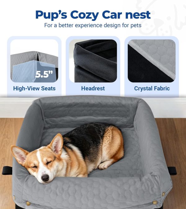 71z114Wio6L._AC_SL1500_.jpg Dog Car Seat for Small Medium Dogs, Travel Pet Car Bed with Removable Waterproof Cover, Memory Foam Dog Booster Seats Up to 35 lbs, Safety Belt and Storage Pocket(Gray)
