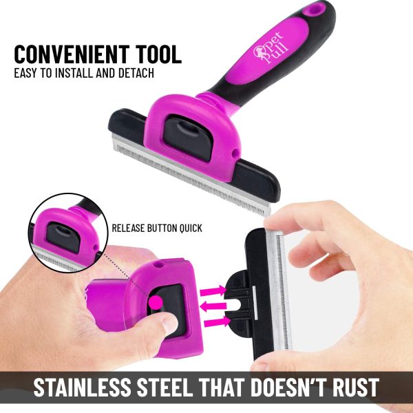 71zzLmnTvuL._SL1500_.jpg Deshedding and Grooming Tool - Stainless Steel Knot Detangler Comb for Dogs & Cats, Reduces Shedding by 95% (Pink)