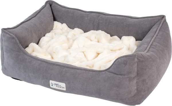 812In7z-5L._AC_SL1500_.jpg PetFusion Calming Cuddler Dog & Cat Bed | Anti-Anxiety Dog Bed for Small Dogs; Cats | Loose Blanket Promotes Burrowing (Dogs) & Kneading (Cats) | CertiPUR-US Memory Foam |