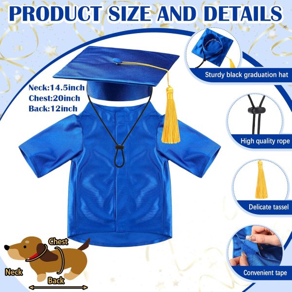 81RwGozqgL._AC_SL1500_.jpg Small Dog Graduation Cap and Gown 2026 with Stole Washable Shirt and Hat Pet Graduation Gown Costume Outfit for Tiny Dog Little Cat Doll Clothes Holiday Halloween Costume Accessory(Blue)