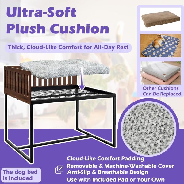 812FgP8IteL._AC_SL1500_.jpg Beside Dog Bed,2 Panel Adjustable Height Dog Bunk Beds,40.1''x28.1'' Metal Dogs Bed Frame with Cushion,Large