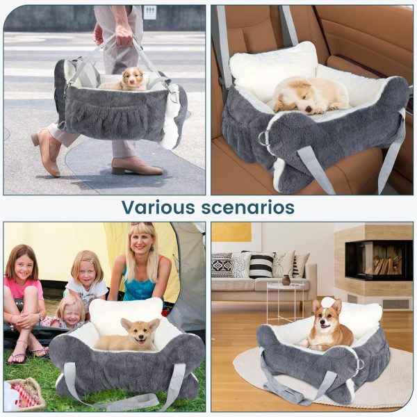 812MX3HMdmL._AC_SL1500_.jpg 25.5"x24.3"x11" Dog Car Seat for Small Dogs & Cats, Dog Booster Car Seat with Plush Cushion, Non-Slip Bottom & Safety Leash, Cats Bed with Side Pocket for Sedan, SUV and Truck, Washable