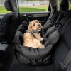 JACKO & CO Premium Medium Dog Car Seat – Safe & Cozy Travel Bed for Small & Med Dogs, Puppies, Pets under 40lbs, Clip-On Leash, Side Pockets, Water-Resistant, Machine Washable (Black Medium (25-40lbs)