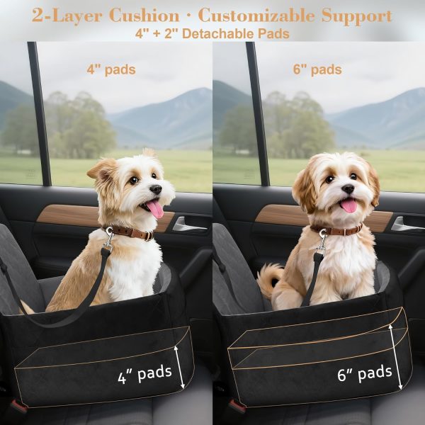 816Mb8ZICGL._AC_SL1500_.jpg Dog Car Seat for Small/Medium Dogs,Pet Dog Booster Car Seat Puppy 15-35 lbs with Soft 4+2in Detachable Pads Detachable Elevated Cushion and Washable Cover Safety Belt Storage Pockets Easy to Install