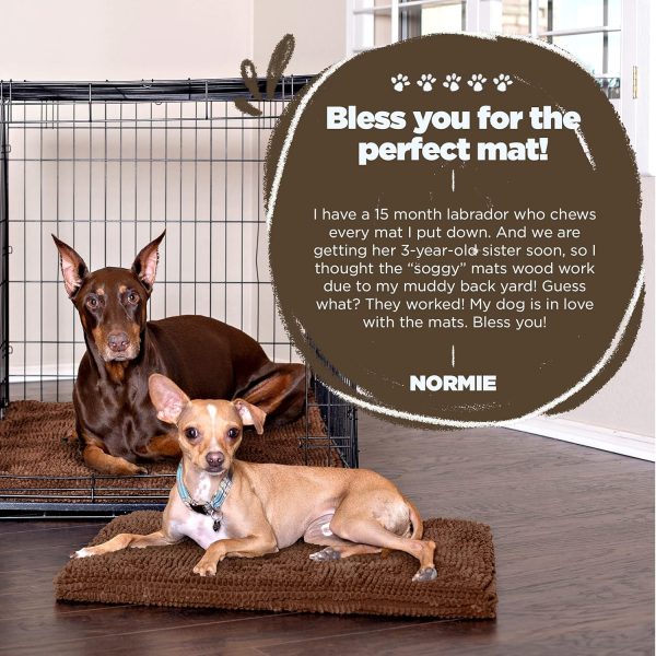 Soggy Doggy Crate Mate Dog Bed - Microfiber Chenille Mat, Travel Bed for Dog - Ultra-Absorbent Kennel Plush Pad (Chocolate Brown, Medium 20” x 30”)