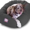 818HfZfhFIL._AC_SL1500_.jpg Majestic Pet 52 Inch Poly-Cotton Sherpa Calming Dog Bed Washable – Cozy Soft Round Dog Bed with Spine for Head Support - Fluffy Donut Dog Bed 52x35x11 (inch) – Round Pet Bed X- Large - Gray
