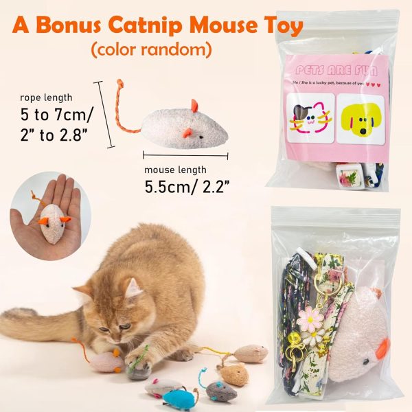 819L5zrPWL._AC_SL1500_.jpg 2 Pack Cotton Breakaway Cat Collars Set with Bell and Flower Pendant, Cute Floral Fruit Patterned, Adjustable 7.5-11Inch, Include A Mouse Toy Gift