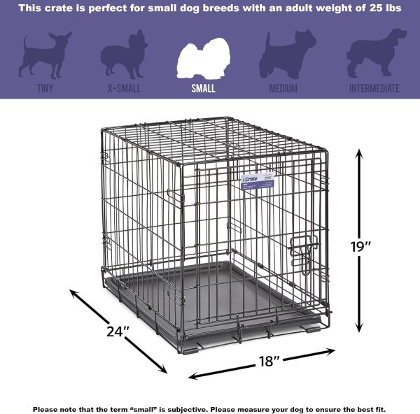 81DydOGJB2L._AC_SL1500_.jpg MidWest Homes for Pets 24-Inch iCrate Folding Dog Crate with Divider Panel, Leak-Proof Tray & Secure Latches – Metal Wire Kennel for Small Breeds – Portable, Durable & Easy to Assemble