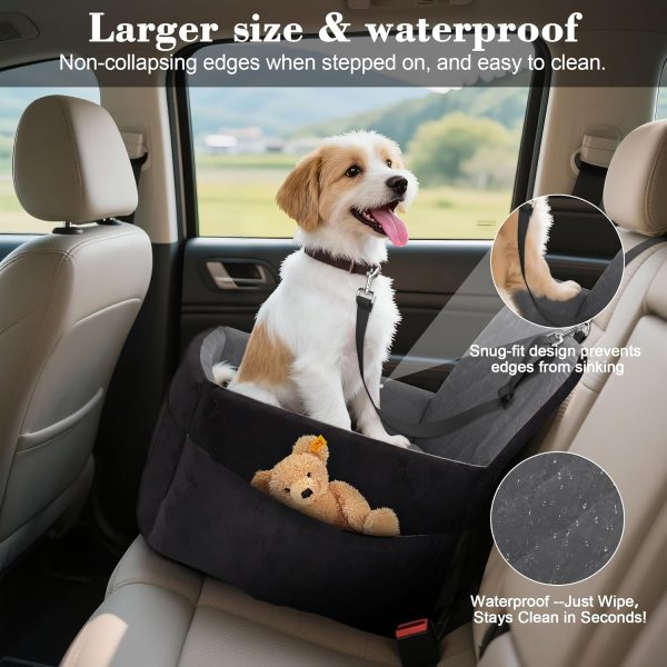 81IYonzlwhL._AC_SL1500_.jpg Dog Car Seat for Small/Medium Dogs,Pet Dog Booster Car Seat Puppy 15-35 lbs with Soft 4+2in Detachable Pads Detachable Elevated Cushion and Washable Cover Safety Belt Storage Pockets Easy to Install