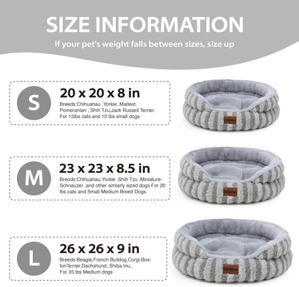 81KcWX9awFL._AC_SL1500_.jpg Cat Bed Kitten Bed - Washable Round Cat Beds for Indoor Cats, Soft Corduroy Fleece Pet Bed for Puppy and Kitten with Removable Double Sided Inner Cousion, 20", Grey