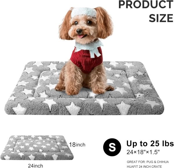 81MeRwpPbSL._AC_SL1500_.jpg Dog Bed Mat, Reversible Crate Pad & Cute Dog Bed - Machine Washable Kennel Mat with Ultra Soft for Small Dogs (Cool/Warm), 24" x 18", Grey&Star