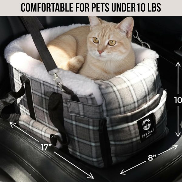 Dog & Cat Booster Seat for Car – Armrest & Seat Bed for Small Pets up to 13 lbs (Best Comfort Under 10 lbs) | Safe Travel, Harness Clip, Washable