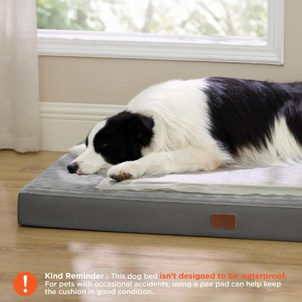 Bedsure XL Dog Bed for Crate - Large Orthopedic Pet Beds with Removable Machine Washable Cover, NOT Waterproof Egg Crate Foam Puppy Mat, Suitable for Pet Up to 80 lbs, 41"x27"x3.3", Not for Chewers