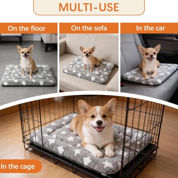 81Ouv-5yRrL._AC_SL1500_.jpg Dog Bed Mat, Reversible Crate Pad & Cute Dog Bed - Machine Washable Kennel Mat with Ultra Soft for Small Dogs (Cool/Warm), 24" x 18", Grey&Star